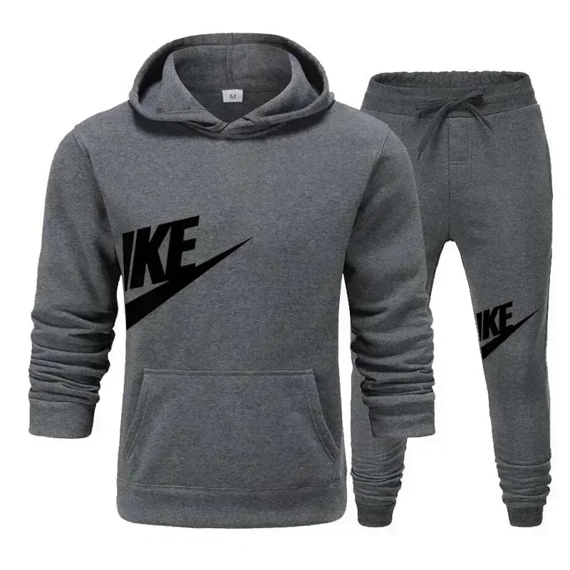 Men's casual sports suit, fashion new men's and women's sports hoodie + pants 2 sets, autumn and winter warm sportswear suit