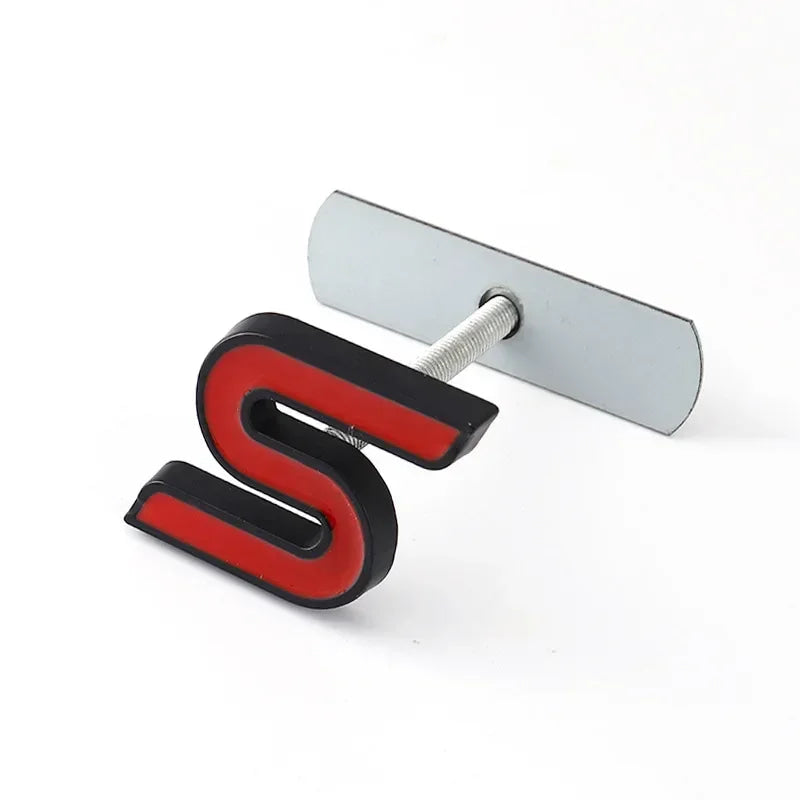 3D Metal S Logo Front Grille Emblem Badge Car Rear Trunk Stickers For Ford Focus Fiesta Escape Ecosport Kuga Mondeo Accessories
