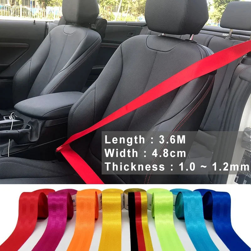 3.6meter Car Seat Belt Webbing Polyester Seat Lap Nylon Safety Strap 48MM Width Car Seat Conversion Car Accessories DIY