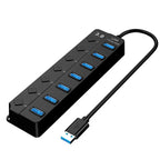 USB3.0 HUB 4 en 1 7 en 1USB Splitter 2.0 Adaptador USB Extensor de interruptor de alimentación independiente multipuerto Cable de 30 CM
