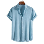 100% Cotton Linen Shirt Men Summer Short Sleeve Male T-shirts Breathable Tops Tee White Clothing Casual Fashion Shirts For Men