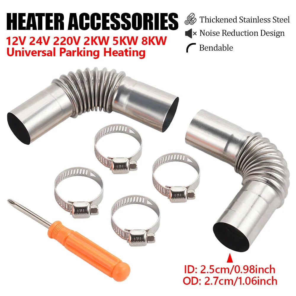 25mm Inner Diameter Parking heater Exhaust Pipe Muffler Adapter Fittings 12-24V 2-8KW Universal For Webasto Eberspacher