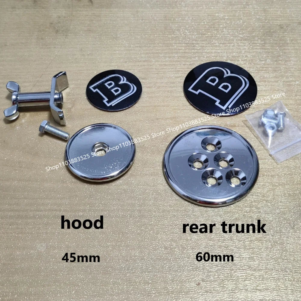Metal 45/60mm Car Front Emblem Badge Modified Bonnet Hood Rear Trunk B Logo for BRABUS W220 C E S W203 W204 W205 W254 W210 W211