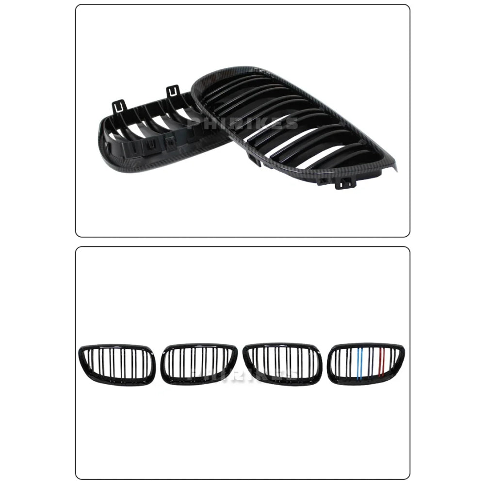 Pair Gloss Matt Carbon Black 3 Color Front Kidney Grille For BMW E92 E93 M3 2006-2009 Racing Grills