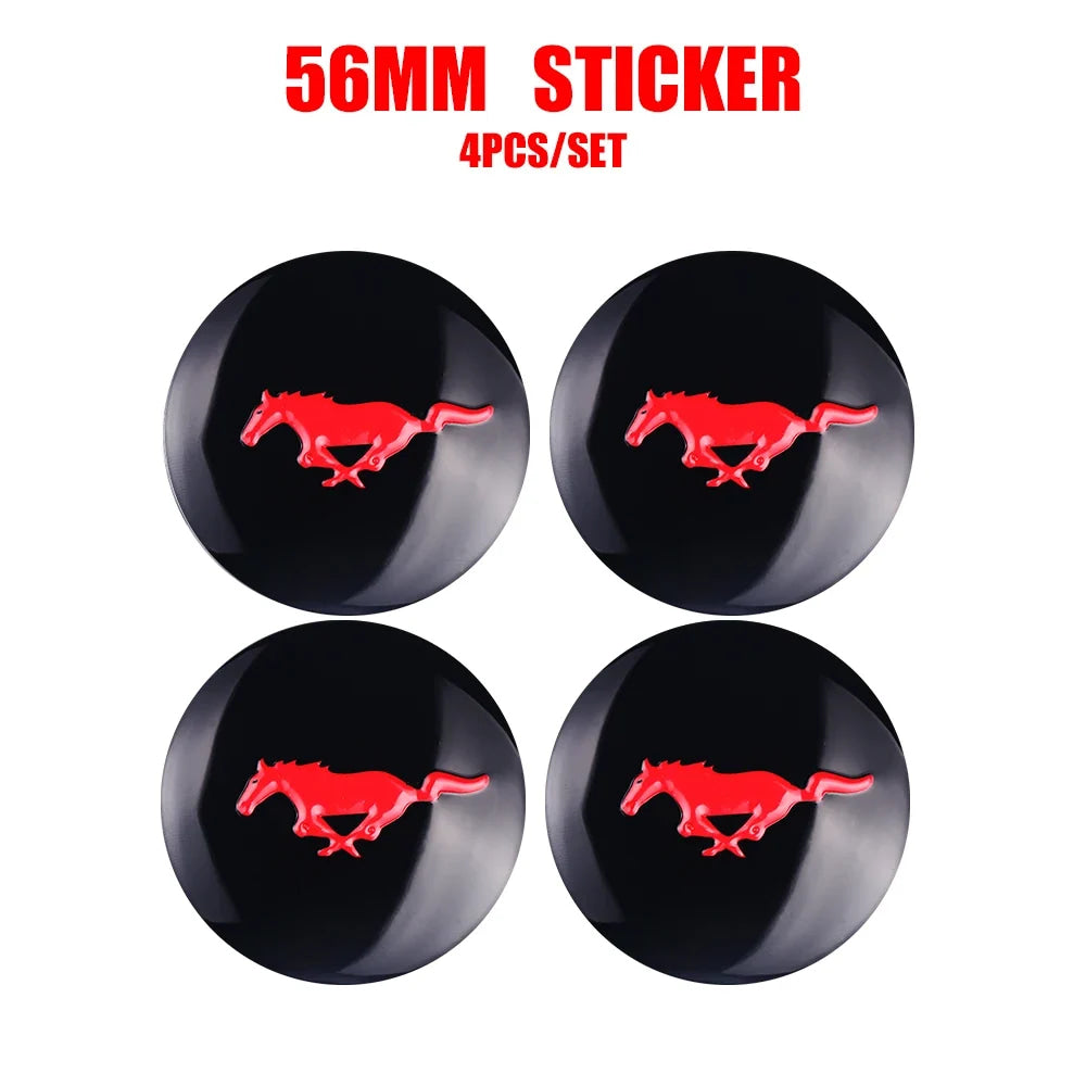 56mm Car Wheel Center Hub Cover Stickers Hub Decals For Ford Mustang Mondeo Focus Fusion Kuga Transit Edge Decoration Accesorios