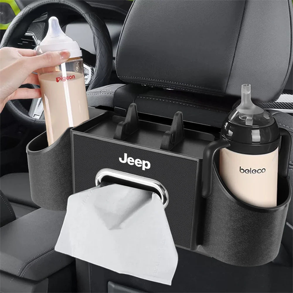 Car Backseat Tissue Organizer Cup Holder Accessories For Jeep Wrangler Renegade Compass Gladiator Cherokee Grand Patriot Libert