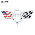 3D V8 Metal Zinc Alloy National Flag Badge Car Adhesive Emblem for Italy France Germany England America US Flag Body Fender
