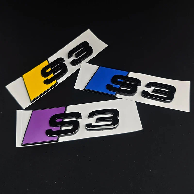 3D ABS Chrome Green Yellow Purple Blue Black Logo S3 Emblem Sticker Car Rear Trunk Badge For Audi S3 8V 8P 8L 8Y S 3 Accessories
