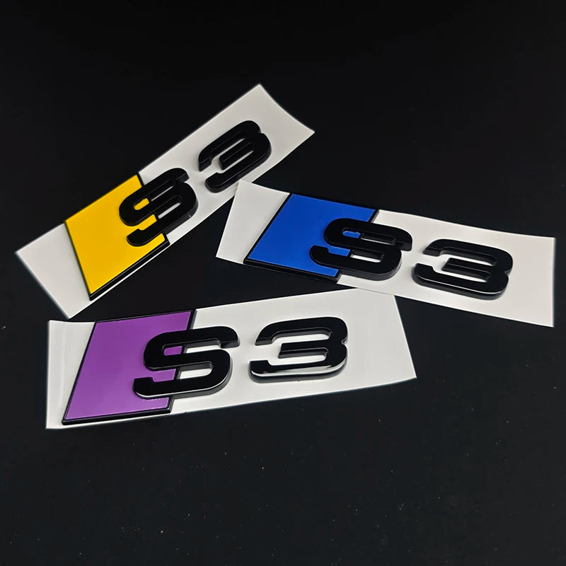 3D ABS Chrome Green Yellow Purple Blue Black Logo S3 Emblem Sticker Car Rear Trunk Badge For Audi S3 8V 8P 8L 8Y S 3 Accessories