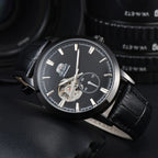 Orient Double Lion Watch Japanese Fully Automatic Mechanical Watch Hollowed Out Business Men's Watch Leather Strap