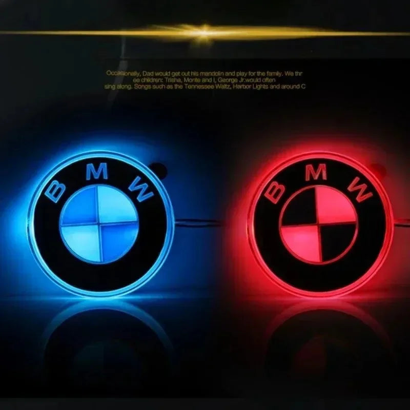 Illuminated LED BMW Logo Emblem Light Up Front Hood Rear Trunk Badge 82mm  Fit BMW E30 E46 E60 F10 F30 G20 M Series Car Styl