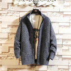 Autumn and Winter New Fleece Thicken Large Size Casual Loose Sweater Men's Jacket Stand-up Collar Cardigans