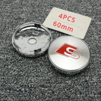 4Pcs 60mm Car Center Wheel Hub Cover Tire Cap For Audi Sline A1 A2 A3 A4 A5 A6 A7 A8 Q1 Q2 Q3 Q4 Q5 Q6 Q7 Q8 TT Auto Accessories