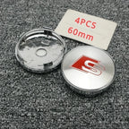 4Pcs 60mm Car Center Wheel Hub Cover Tire Cap For Audi Sline A1 A2 A3 A4 A5 A6 A7 A8 Q1 Q2 Q3 Q4 Q5 Q6 Q7 Q8 TT Auto Accessories