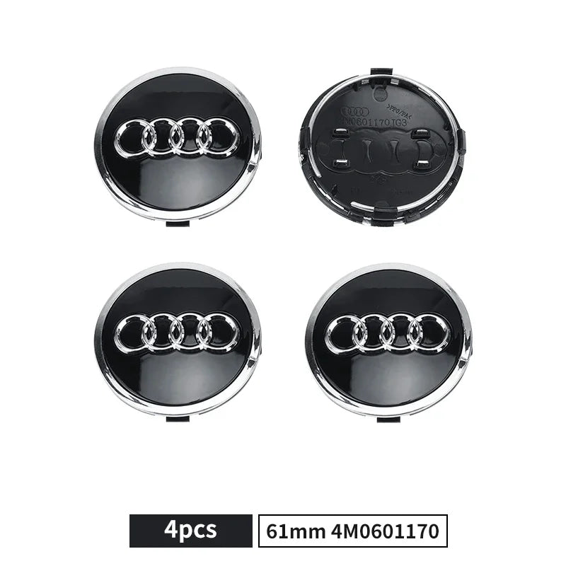 4pcs 60/61/68/69mm Car Wheel Center Hub Cap Rim Cover Car Goods For Audi B7 B5 B6 B8 B9 8P A3 A4 A5 A6 A7 A8 Q3 Q5 Q7 Q8 A1 8V