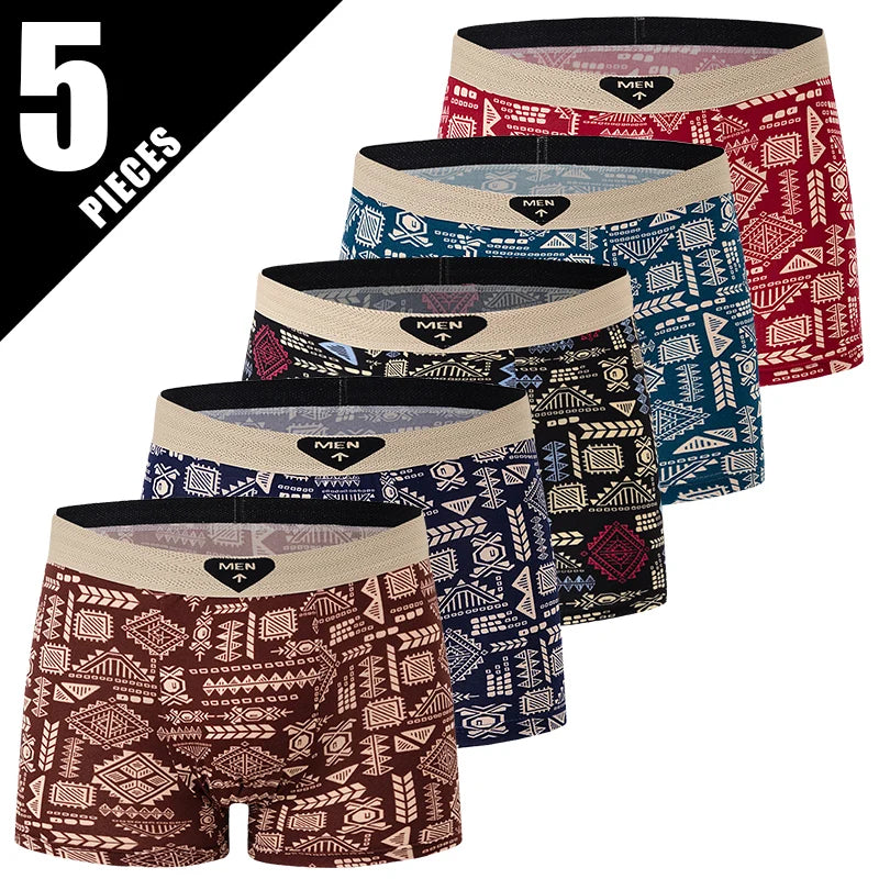 4/5 Uds. Pantalones cortos estampados de talla europea y americana a la moda para hombre, ropa interior cómoda de talla grande para hombre, bañador Sexy