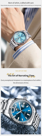 OLEVS Men's Watch Top Brand Luxury Wrist Watch For Men Fashion Rose Gold Stainless Steel Waterproof Watch Day Date Quartz Clock