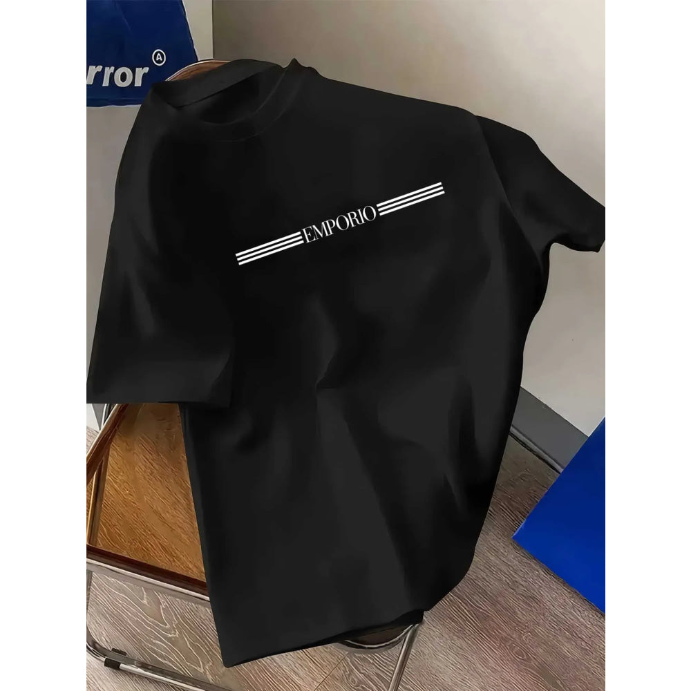 100% pure cotton men's luxurious brand letter print T-shirt, short-sleeved T-shirt, high-quality men's clothing, streetwear