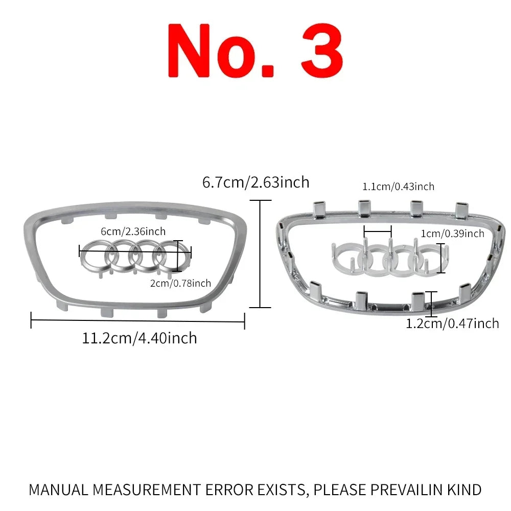 Audi Automobile Steering Wheel Logo Bright Frame Strip Electroplated Sticker Emblem For A3 A4 B8 8P B9 8V A5 A6 C7 A7 Q3 Q5 Q7