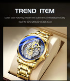 TPW Hot Trendy Fashion Wholesale Men Golden Black Blue Skeleton NOT Automatic Watch Quartz Wrist Watches Luxury 2024