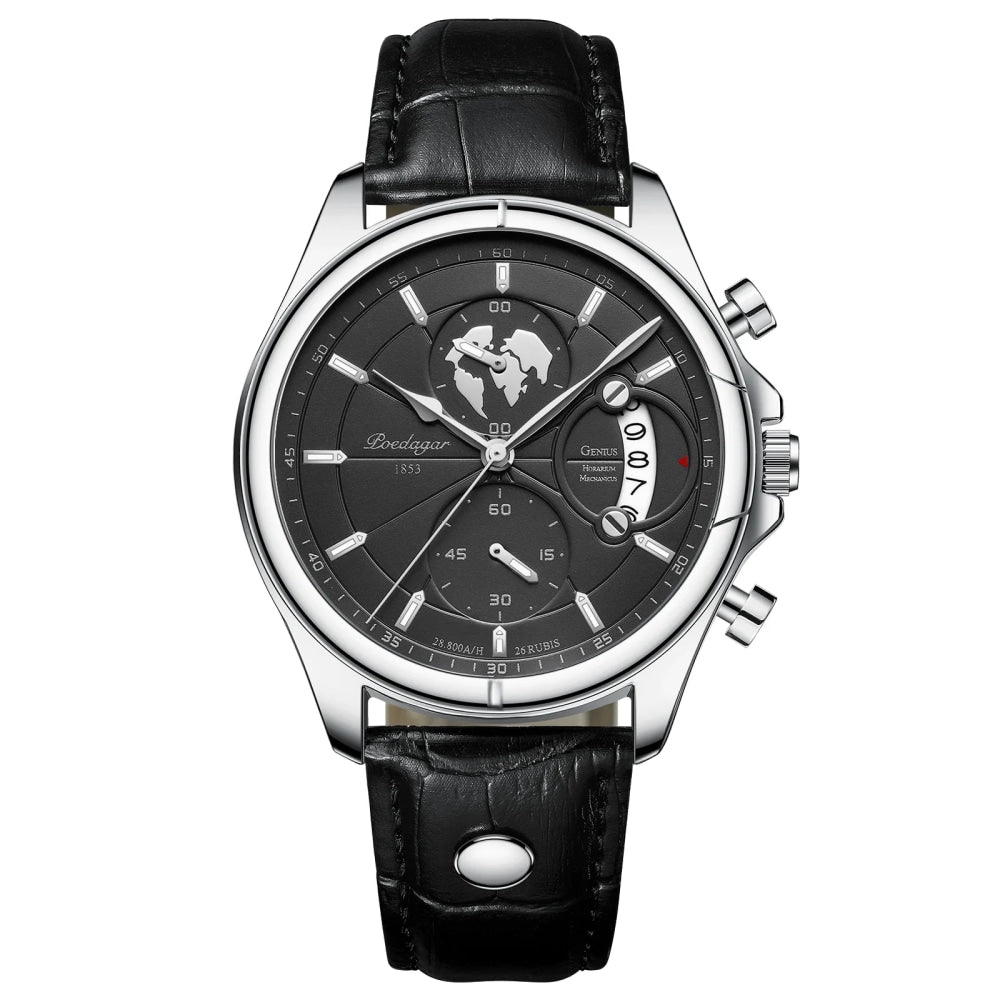 POEDAGAR Luxury Man Wristwatch Chronograph Date Waterproof Leather Men Watch Casual Quartz Men's Watches Sports Male Clock Reloj