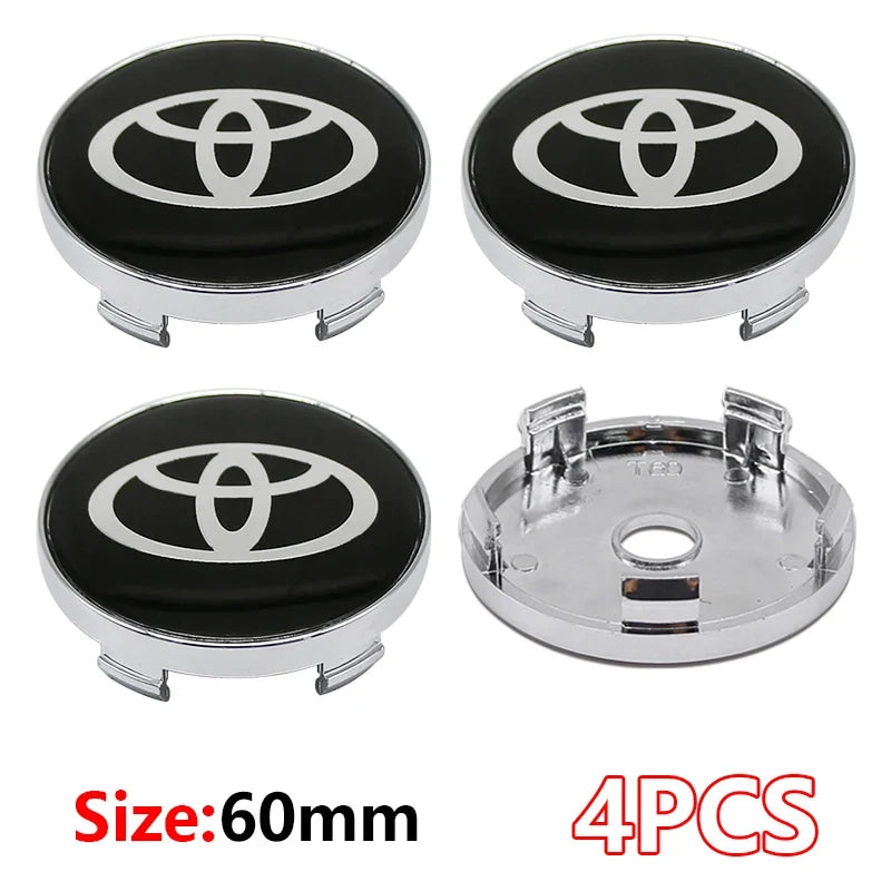 4Pcs Car Wheel Center Hub Caps Emblem Badge Rim Dust Cover For Toyota Corolla Camry Highlander Yaris Prius CHR Auto Accessories