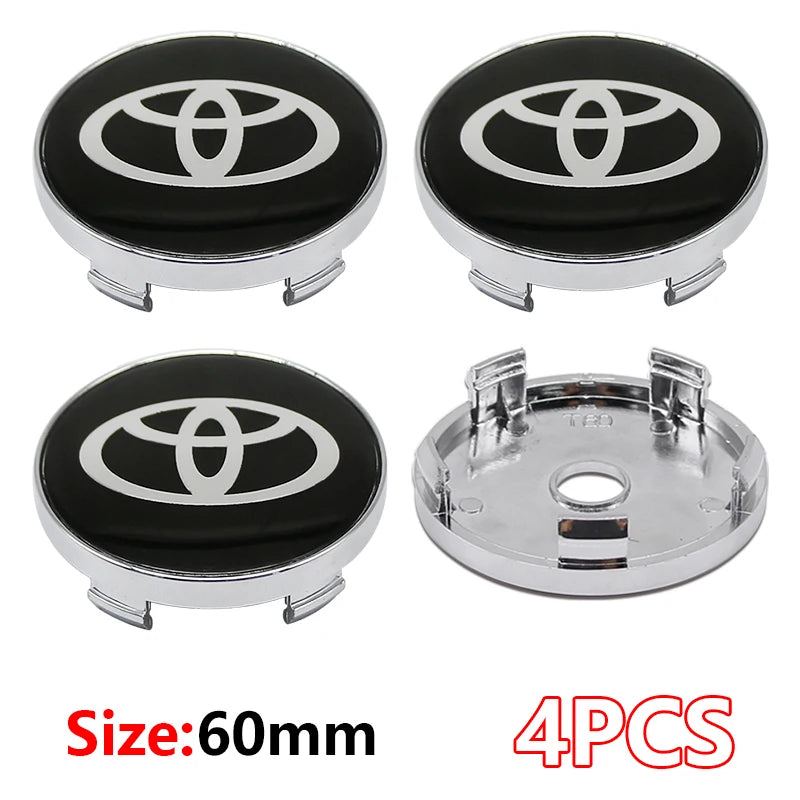 4Pcs Car Wheel Center Hub Caps Emblem Badge Rim Dust Cover For Toyota Corolla Camry Highlander Yaris Prius CHR Auto Accessories