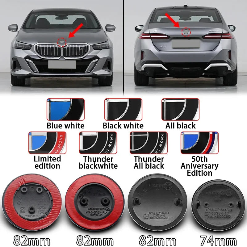 82mm 74mm car Front Hood Emblem rear boot trunk logo For BMW M G20 G32 G11 X3 X5 X4 X6 X7 G30 G12 F40 F30 X1 Accessories