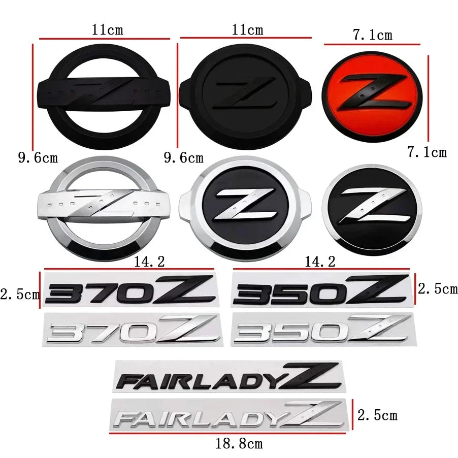 Car Front Emblem Sticker Auto Rear Trunk Badge for Nissan Z 350Z 370Z Fairlady Z3 Z34 Altima Leaf Livina Maxima Qashqai Sylphy