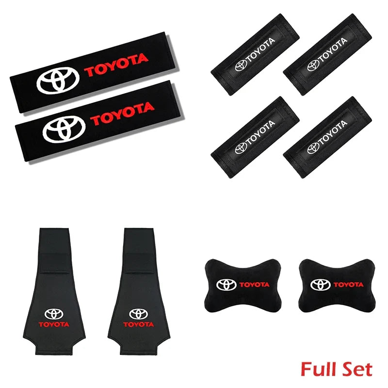 Car exterior annual inspection stickers For Toyota Car Set Car Head Neck Rest Pillow Auto Seat belt Pads Headrest cover