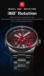 OLEVS Mens Watch Quartz Watch Original Rotatable Wheel Hub Dial Fashion Trend Waterproof Luminous Stainless Steel Reloj 9937