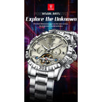 POEDAGAR Luxury Men Wristwatch Hollow Tourbillon Luminous Date Week Man Clock Automatic Mechanical Stainless Steel Men's Watches