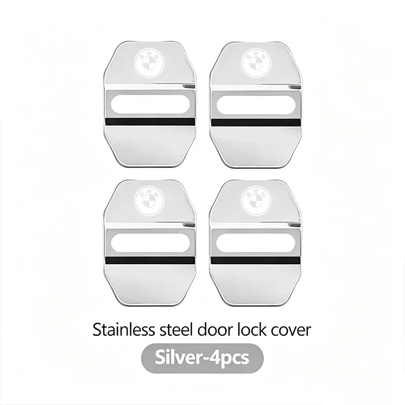 4Pcs Zinc Alloy  Car Door Lock Buckle Protection Cover Anti-Collision Shock Absorbing Cushion Stickers For BMW G80 G06 G07 G42 G
