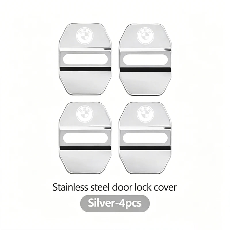 4Pcs Zinc Alloy  Car Door Lock Buckle Protection Cover Anti-Collision Shock Absorbing Cushion Stickers For BMW G80 G06 G07 G42 G