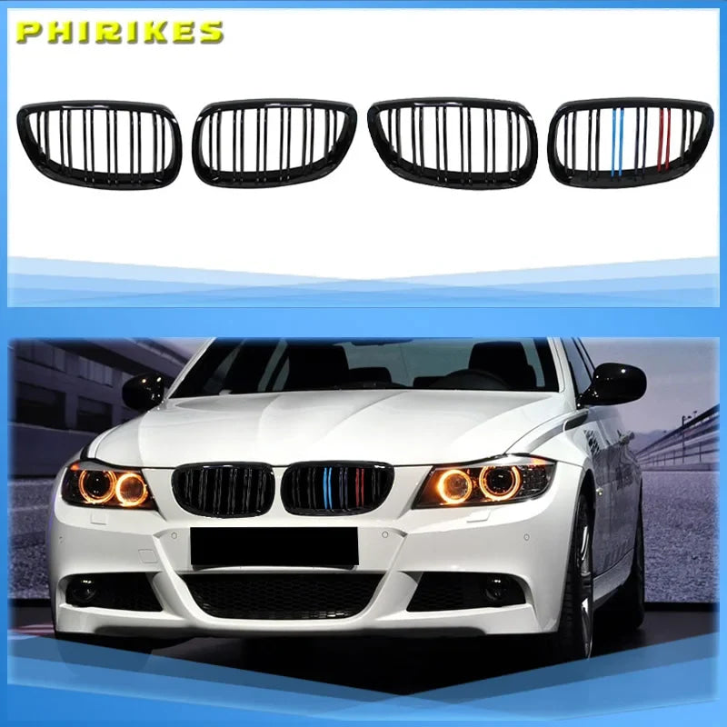 Pair Gloss Matt Carbon Black 3 Color Front Kidney Grille For BMW E92 E93 M3 2006-2009 Racing Grills