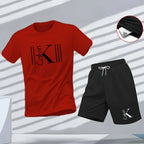 "2025 Men's Breathable sports pattern Printed T-shirt Casual Fashion short-sleeved T-shirt Summer streetwear top Two-piece set.
