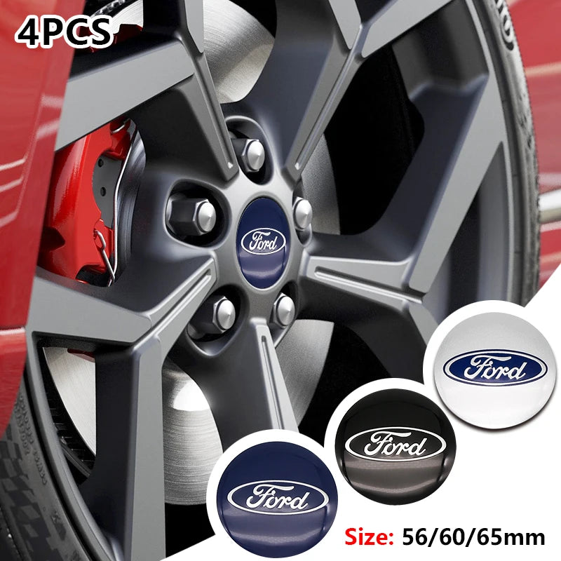 4pcs 56 60 65mm Car Wheel Center Hub Caps Stickers Badge For Ford Escape Shelby Mondeo Fiesta Fusion Explorer Edge Styling