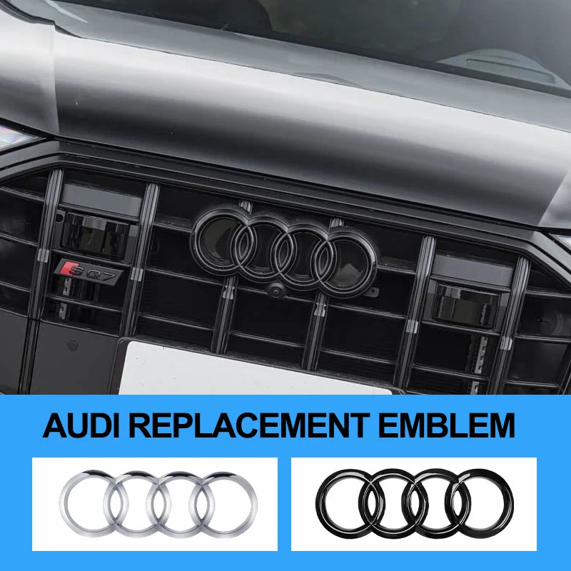 4Rings Logo ABS Chrome Black For Audi A3 A4 A5 A6 A7 A8 C7 C6 C5 B5 B6 B7 TT Car Front Hood Emblem Bonnet Auto Badge Rear Trunk
