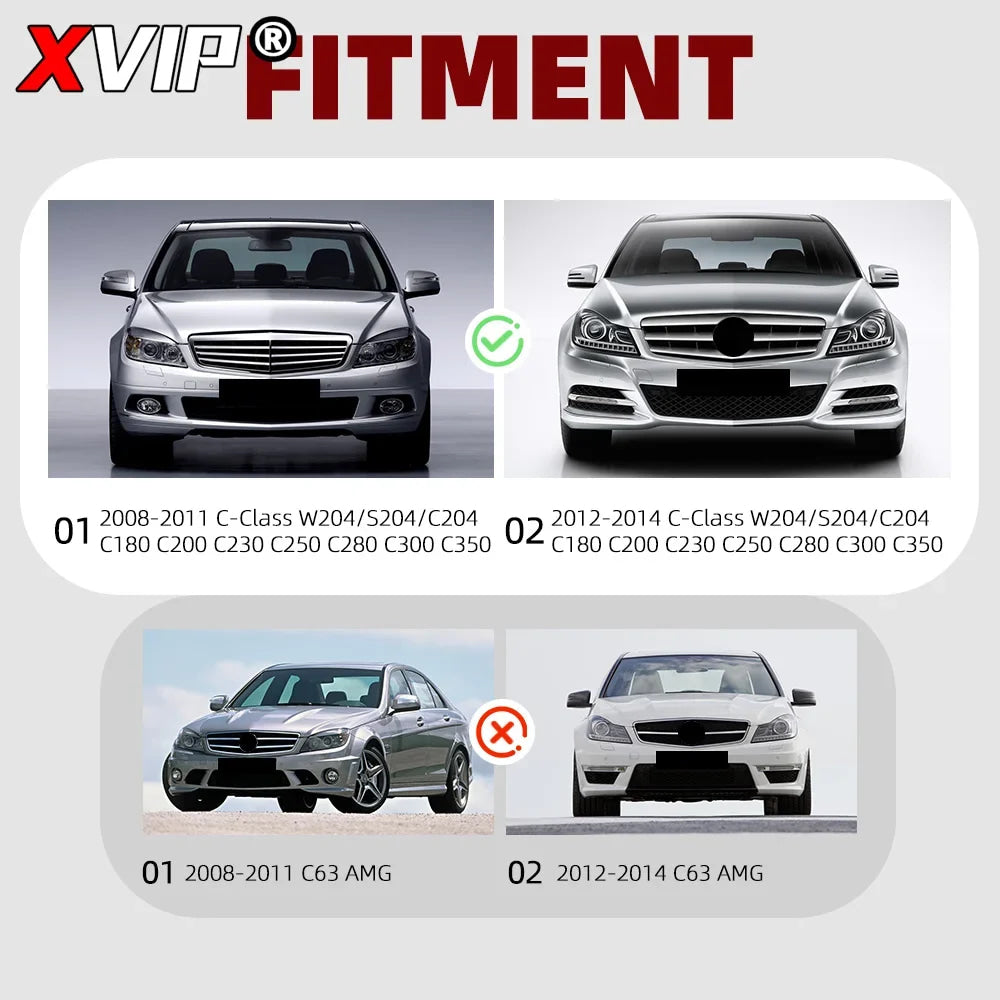 XVIP Chrome Silver Sport Style Racing Grille Bumper Grill For Mercedes Benz C-Class W204 2008-2014 C180 C200 C250 C280 C300 C350