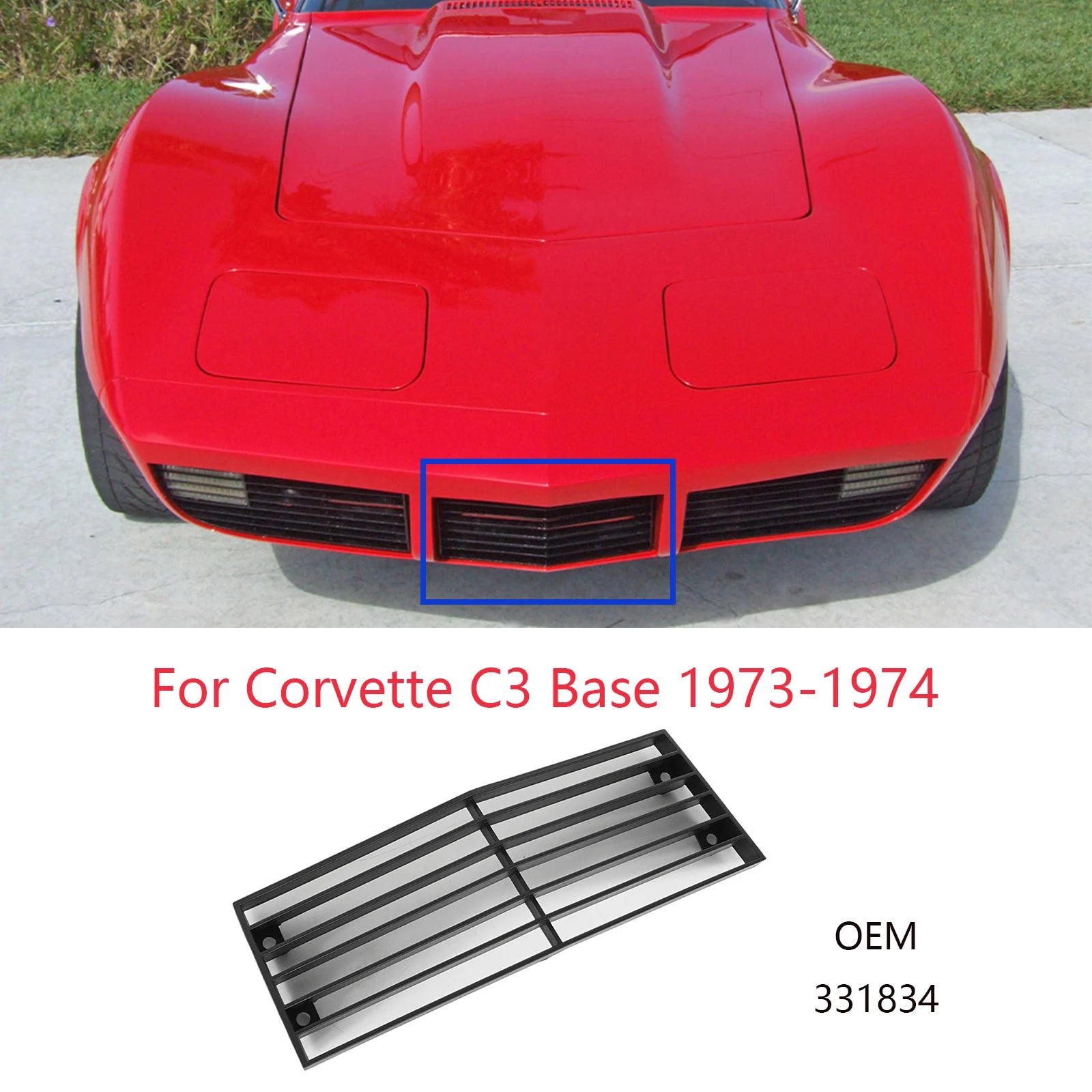 Car Front Bumper Lower Grille For Chevrolet Corvette C3 Base 1973-1974/79 Center 331834 / Left &Right 345487 345488 Accessories