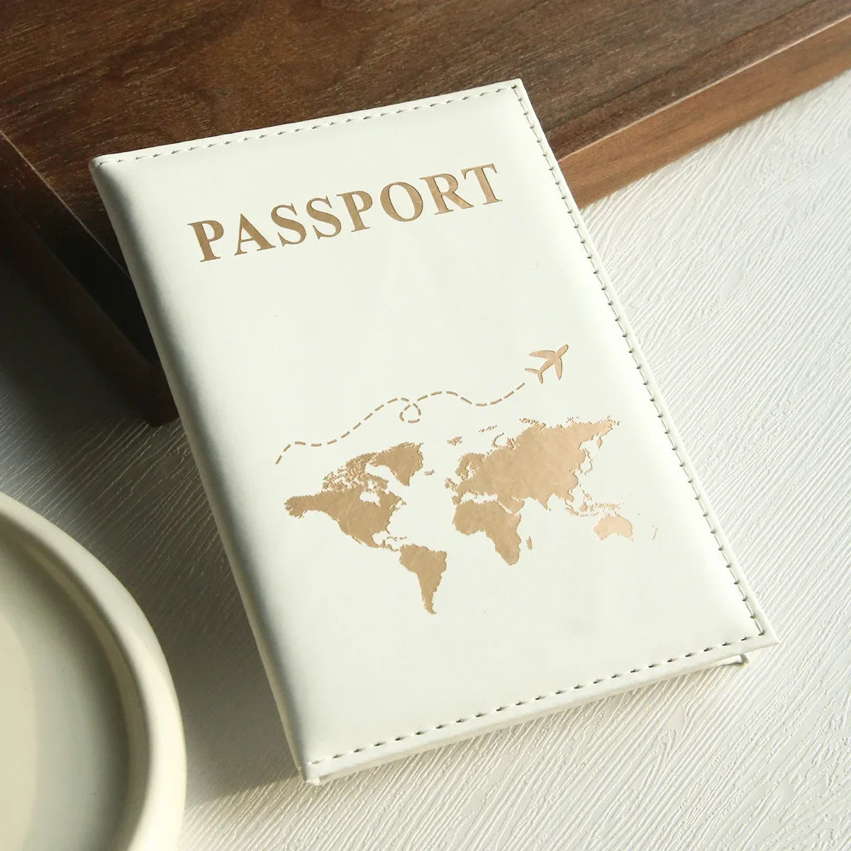Porta pasaporte delgado con mapa de la ranura, porta pasaporte de PU, crucero esencial de viaje, porta pasaporte imprescindible, portátil para todos los países