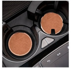 2Pcs Leather Car Coaster Anti-slip Mat Cup Holder Pad For BMW X1 X2 X3 X4 X5 X6 X7 1 3 5 6 7 Series E60 E90 E70 G20 G30 G7
