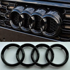 For Audi A3 A4 A5 A6 A7 Q2 Q3 Q5 Q8 TT ABS Black Hood Front Bonnet Grill Rear Trunk Emblem Logo Badge Sticker Decal  4 Ring Logo