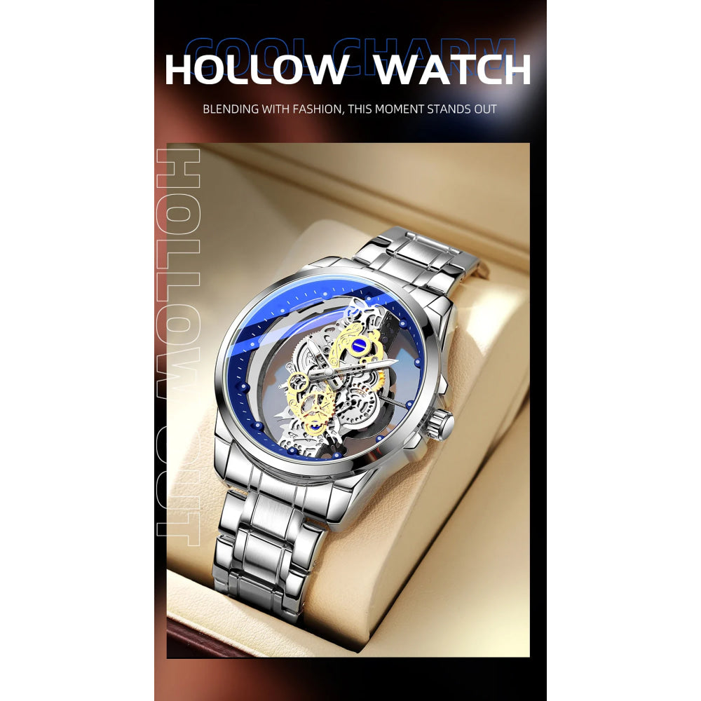 TPW Hot Trendy Fashion Wholesale Men Golden Black Blue Skeleton NOT Automatic Watch Quartz Wrist Watches Luxury 2024