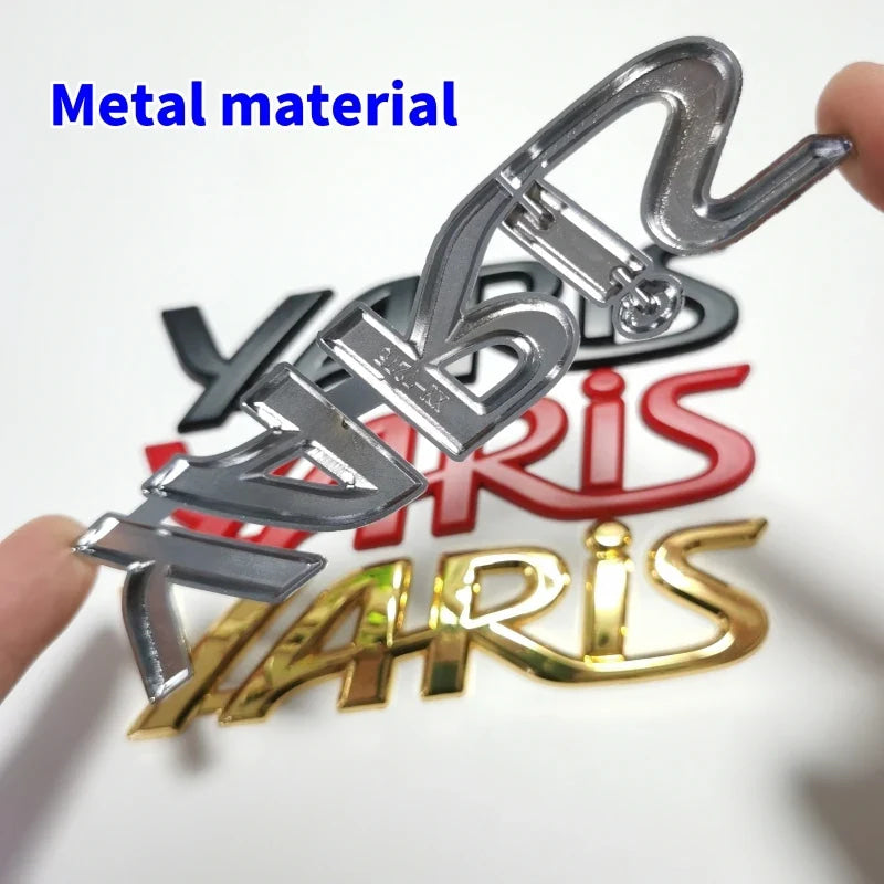 3D Metal Yaris Logo Emblem Badge Matte black Chrome Plated Trunk Letter Sticker For Toyota Yaris Car Exterior Decor Accessories