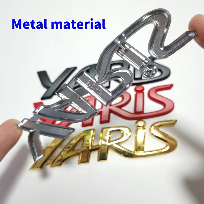 3D Metal Yaris Logo Emblem Badge Matte black Chrome Plated Trunk Letter Sticker For Toyota Yaris Car Exterior Decor Accessories