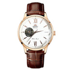 Orient Men's Automatic Open Heart Watch Blue Dial Stainless Steel Band Casual Dress Wristwatch 30M Water Resistant Fashion Watch
