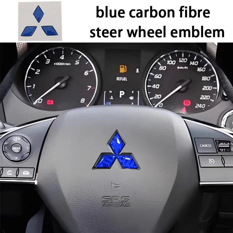 1pcs Mitsubishi carbon fibre steer wheel emblem Sticker Car Steering Wheel Sticker Car Interior Emblem Car styling Accessories