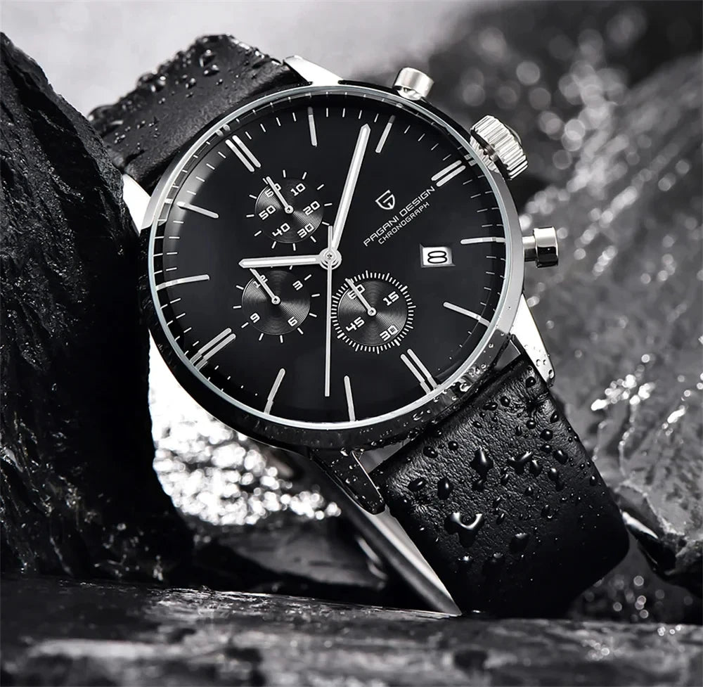 Pagani Design Fashion Luxury Men's Quartz Chronograph Watch Japan VK67 Movement Leather Strap Large Calendar PD-2720K reloj