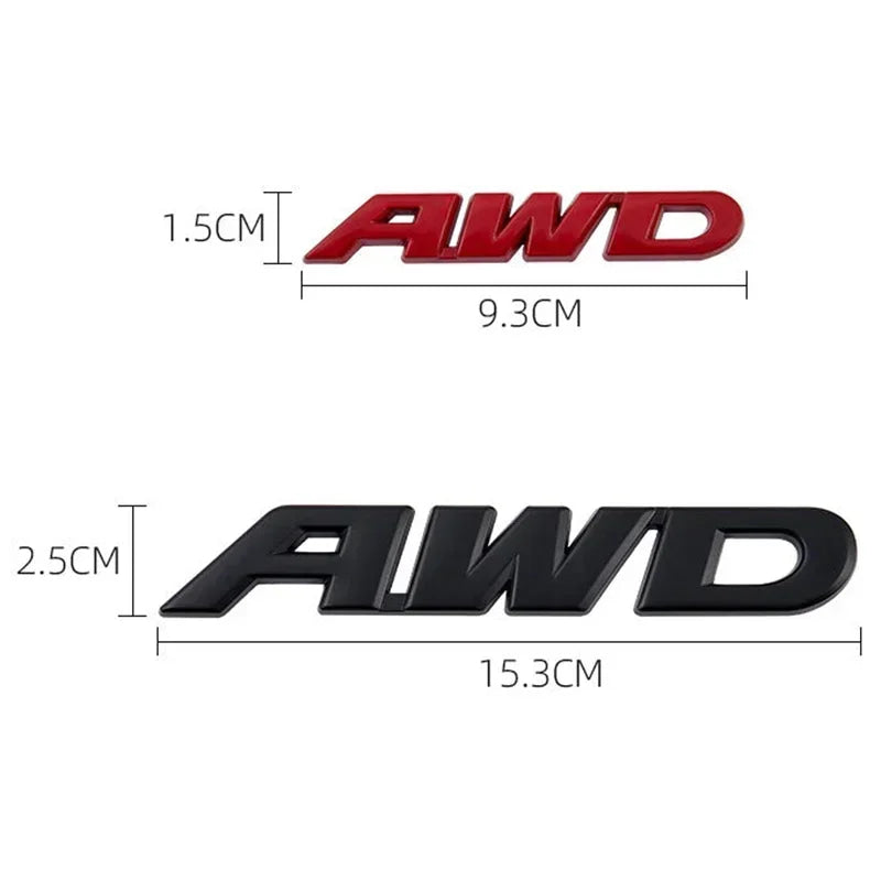 3D Metal AWD Letters Rear Trunk Fender Emblem Badge Sticker Decals For Honda CRV HRV Highlander Car Styling Accessories